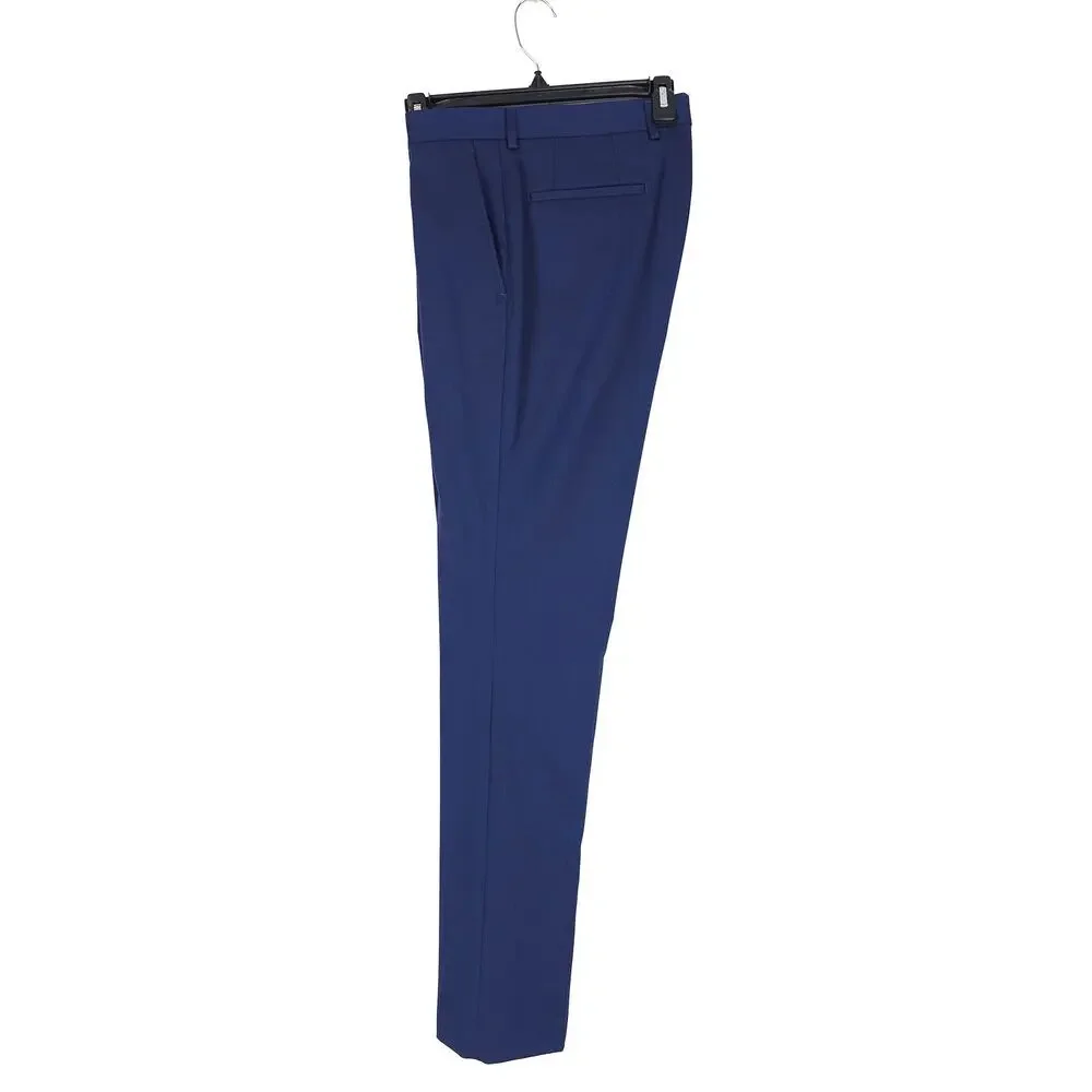 DKNY Mens Modern Fit 2 Piece Suit 38L 32x32 Blue Solid Birdseye Stretch NWT